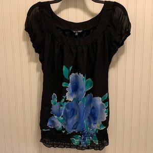 Maurices floral accent cinched waist blouse